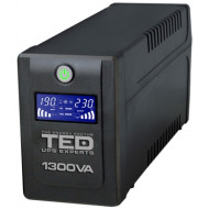 Onduleur TED électrique 1300VA / 750W,LCD présentoir, 4x Schuko