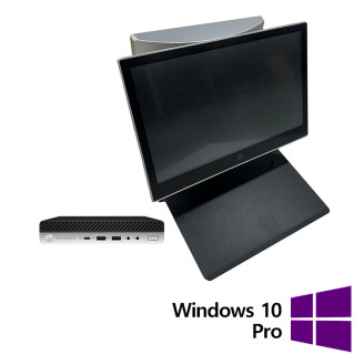Pacchetto POS ricondizionato HP 800 G3 Mini, touchscreen HP L7014t da 14 pollici + HP L7010t da 10 pollici, Intel Core i5-7400T 2,40 GHz, DDR4 da 8 GB, 256 GB SSD + Windows 10 Pro