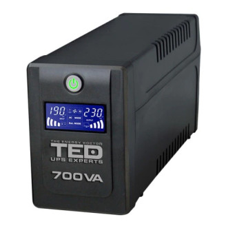 TED Electric 700VA / 400W Line Interactive UPS, 2 schuko outlets, LCD display