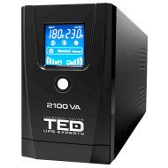 UPS TED Line Interactive 2100VA/1200W, LCD wyświetlacz, 2x Schuko