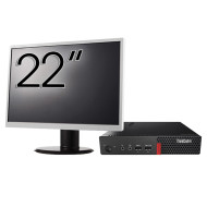 Használt csomag Lenovo ThinkCentre M710q Mini PC számítógép, Intel Core i5-6500T 2.50GHz, 8GB DDR4, 256GB SSD + 22 hüvelykes monitor