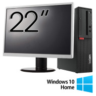 Pakke med renoveret computer Lenovo M710 SFF, Intel Core i5-6500 3.20GHz, 8GB DDR4, 256GB SSD + 22 tommer skærm + Windows 10 Home