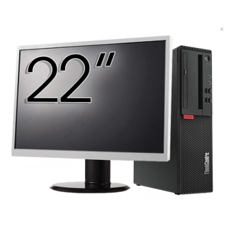 Pacchetto computer ricondizionato Lenovo M710 SFF, Intel Core i3-6100 3.70GHz, 8GB DDR4, 256GB SSD + monitor da 22 pollici + Windows 10 Pro