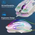 Gaming Mouse, HXSJ T300, 2400dpi, 7 Buttons, RGB, White, Wireless