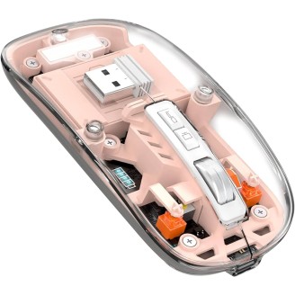 Mouse M133, 2400dpi, 5 Buttons, Battery Level Indicator, Transparent, Pink, Wireless + Bluetooth Mouse M133, 2400dpi, 5 Buttons, Battery Level Indicator, Transparent, Pink, Wireless + Bluetooth