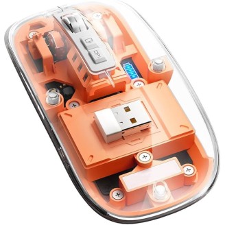 Mouse M133, 2400dpi, 5 Buttons, Battery Level Indicator, Transparent, Orange, Wireless + Bluetooth