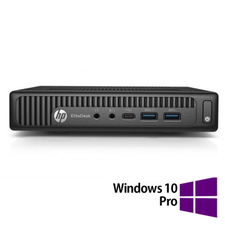 Ремонтиран мини компютър HP EliteDesk 800 G2, Intel Core i3-6100T 3.20GHz, 8GB DDR4, 256GB SSD + Windows 10 Pro