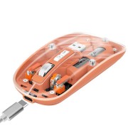 Ratón M233, 1600 dpi, 5 botones, indicador de nivel de batería, transparente, naranja, inalámbrico + Bluetooth