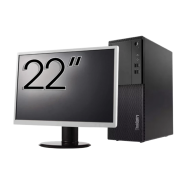 Пакет втора ръка Lenovo M710T Tower Computer, Intel Core i3-6100 3.70GHz, 8GB DDR4, 256GB SSD, DVD-ROM + 22-инчов монитор