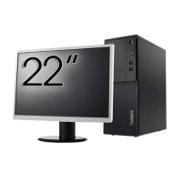 Second Hand-paket Lenovo M710T torndator, Intel Core i3-6100 3,70 GHz, 8 GB DDR4, 256 GB SSD, DVD-ROM + 22 tums skärm