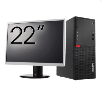 Obnovljeni računalni paket LENOVO M710T Tower, Intel Core i3-6100 3.70GHz, 8GB DDR4, 256GB SSD, DVD-ROM + 22-inčni monitor + Windows 10 Home