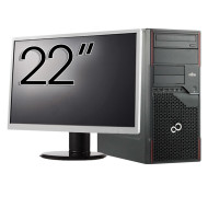 Package Ordinateur Occasion Fujitsu Esprimo P710 Tour,Intel Core i7-3770 3,40 GHz, 8 Go DDR3, 256 Go SSD, DVD-ROM + Moniteur 22 pouces