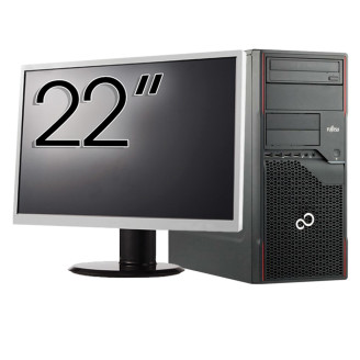 Pakiet używany komputer Fujitsu Esprimo P710 Tower, Intel Core i7-3770 3.40GHz, 8 GB DDR3, 256 GB SSD, DVD-ROM + monitor 22 cale