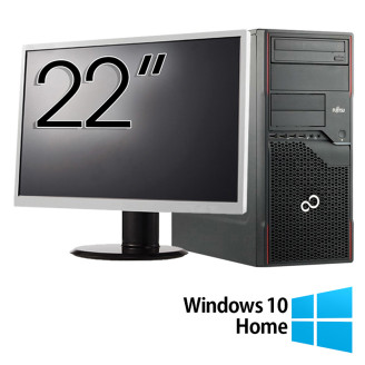 Csomag felújított számítógép Fujitsu Esprimo P710 Tower, Intel Core i7-3770 3,40 GHz, 8 GB DDR3, 256 GB SSD, DVD-ROM + 22 hüvelykes monitor + Windows 10 Home