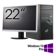 Repasovaný počítačový balíček Fujitsu Esprimo P710 v provedení tower, Intel Core i7-3770 3.40GHz, 8GB DDR3, 256GB SSD, DVD-ROM + 22 palcový monitor + Windows 10 Pro