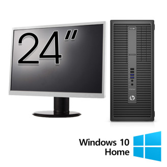 Pacote de computador HP 800 G2 Tower reformado, Intel Core i5-6500 3,20 GHz, 16 GB DDR4, 256 GB SSD + Monitor 24 Polegadas + Windows 10 Home