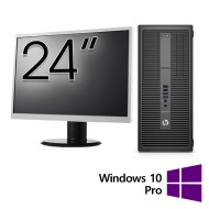 Felújított HP 800 G2 toronyszámítógép csomag, Intel Core i5-6500 3,20 GHz, 8 GB DDR4, 256 GB SSD + 24 hüvelykes monitor + Windows 10 Pro