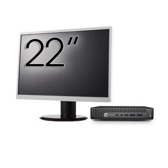 Rabljeni računalni paket HP EliteDesk 800 G2 Mini PC, Intel Core i5-6500 3.20-3.60GHz, 8GB DDR4, 256GB SSD + 22-inčni monitor