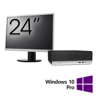 Pacchetto computer ricondizionato HP ProDesk 400 G5 SFF, Intel Core i5-8500 3,00 GHz, DDR4 da 8 GB, 256 GBSSD + Monitor da 24 pollici + Windows 10 Pro