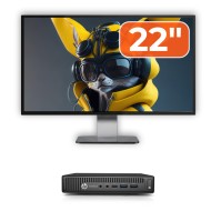Pachet Calculator Refurbished HP EliteDesk 800 G2 Mini PC, Intel Core i7-6700T 2.80 - 3.60GHz, 8GB DDR4, 256GB SSD + Monitor 22 Inch + Windows 10 Pro
