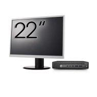 Kasutatud Arvutipakett HP EliteDesk 800 G2 Mini PC, Intel Core i7-6700T 2.80 - 3.60GHz, 16GB DDR4, 512GB SSD + 22-tolline monitor