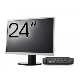 Pachet Calculator Refurbished HP EliteDesk 800 G2 Mini PC, Intel Core i7-6700T 2.80 - 3.60GHz, 8GB DDR4, 256GB SSD + Monitor 24 Inch + Windows 10 Pro