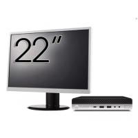 Pacchetto mini PC HP EliteDesk 800 G3 ricondizionato, Intel Core i7-7700T 2,90 - 3,80 GHz, 8 GB DDR4, SSD da 256 GB, Wi-Fi + monitor da 22 pollici + Windows 10 Home