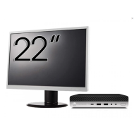 Refurbished HP EliteDesk 800 G3 Mini PC Computer Package, Intel Core i7-7700T 2.90 - 3.80GHz, 8GB DDR4, 256GB SSD, Wi-Fi + 22 Inch Monitor + Windows 10 Pro