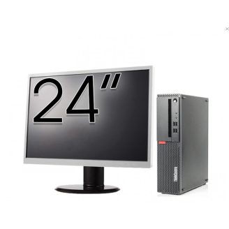 LENOVO ThinkCentre M910s SFF Renoverad Datorpaket, Intel Core i5-6500 3,20 GHz, 8 GB DDR4, 256 GB SSD + 24 tums skärm + Windows 10 Home