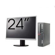 LENOVO ThinkCentre M910s SFF Renoverad Datorpaket, Intel Core i5-6500 3,20 GHz, 8 GB DDR4, 256 GB SSD + 24 tums skärm + Windows 10 Pro