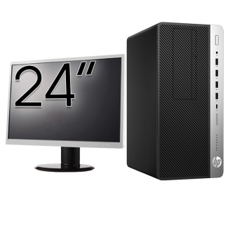 Paquete de computadora usada HP ProDesk 600 G4 Tower, Intel Core i5-8500 3.00GHz, 8GB DDR4, 256GB SSD + monitor de 24 pulgadas