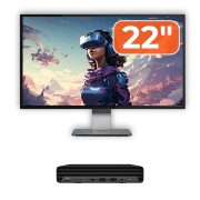Pacote remodelado de Mini Computador HP ProDesk 400 G6, Intel Core i5-10500T 2.30 - 3.80GHz, 8GB DDR4, 256GB SSD + 22 polegadas Monitor + Windows 10 Home