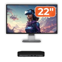 Renoveret HP ProDesk 400 G6 Mini Computerpakke, Intel Core i5-10500T 2.30 - 3.80GHz, 8GB DDR4, 256GB SSD + 22 tommer skærm + Windows 10 Home