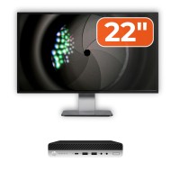Odnowiony zestaw minikomputera HP ProDesk 600 G4, Intel Core i5-8500T 2.10 - 3,50 GHz, 8 GB pamięci DDR4, SSD 256 GB + monitor 22 cale + Windows 10 Pro