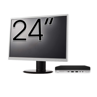 Rabljeni paket računala HP ProDesk 600 G4 Mini, Intel Core i5-8500T 2,10 - 3,50 GHz, 8 GB DDR4, 256 GB SSD + 24 inčni monitor