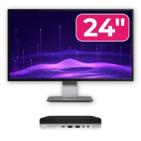 Repasovaný počítač HP ProDesk 600 G4 Mini, Intel Core i5-8500T 2.10 – 3.50 GHz, 8 GB DDR4, 256 GB SSD + 24palcový monitor + Windows 10 Pro