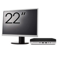 HP EliteDesk 800 G3 Mini PC Paquete Ordenador Usado, Intel Core i7-7700T 2.90 - 3.80GHz, 8GB DDR4, 256GB SSD, Wi-Fi + Monitor 22 Pulgadas
