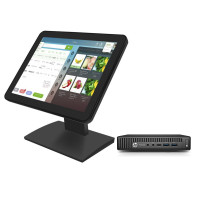 HP 600 G2 mini-PC kassasystem, Intel Core i5-6500T 2,50–3,10 GHz, 8 GB DDR4, 128 GB SSD, Windows 10 Pro + OptimX Pro MY156 pekskärm, 15,6-tums widescreen