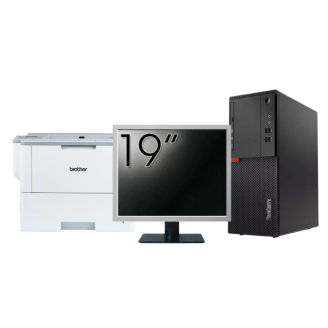 Pakiet Kalkulator z drugiej ręki LENOVO M710T Tower, Intel Core i3-6100 3.70GHz, 8GB DDR4, 256GB SSD, DVD-ROM + monitor 19 cali + drukarka Brother HL-L6300DW