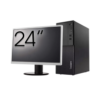 Paket Begagnad Dator LENOVO M710T Tower, Intel Core i3-6100 3,70GHz, 8GB DDR4, 256GB SSD, DVD-ROM + 24 tums bildskärm