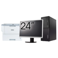 LENOVO M710T Tower Used Computer Package, Intel Core i3-6100 3.70GHz, 8GB DDR4, 256GB SSD, DVD-ROM + 24 Inch Monitor + Brother HL-L6300DW Printer
