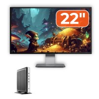 PC Package Second Hand HP T630 Thin Client, AMD GX-420GI 2.00GHz, 8GB DDR4, 128GB SSD + Monitor 22