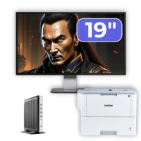 Pack PC client léger HP T630 d’occasion, AMD GX-420GI 2,00 GHz, 8 Go de DDR4, écran 128 Go SSD + 19