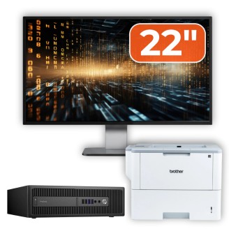 Ordinateur de bureau d'occasion HP Prodesk 600 G2 SFF, Intel Core i3-6100 3,70 GHz, 8 Go de RAM DDR4, SSD de 240 Go, écran 22 pouces et imprimante Brother HL-L6300DW