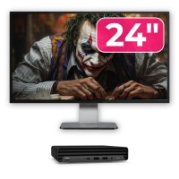 Rabljen mini osebni računalnik HP EliteDesk 800 G6, Intel Core i5-10500T 2,30-3,80 GHz, 8 GB DDR4, 256 GB SSD + 24-palčni monitor