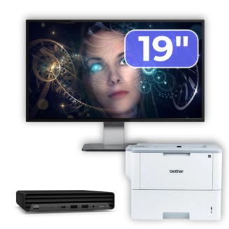 Second Hand Computer Package HP EliteDesk 800 G6 Mini PC, Intel Core i5-10500T 2.30 - 3.80GHz, 8GB DDR4, 256GB SSD + 19