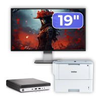 Second Hand Computer Package HP EliteDesk 800 G3 Mini PC, Intel Core i5-6500T 2.50GHz, 16GB DDR4, 256GB SSD + 19
