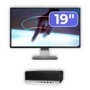 Pacchetto di computer di seconda mano HP ProDesk 600 G3 SFF, Intel Core i5-6500 3,20GHz, 8GB DDR4, 256GB SSD + Monitor da 19