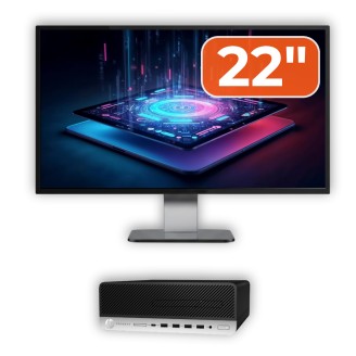 Pacchetto computer di seconda mano HP ProDesk 600 G3 SFF, Intel Core i3-7100 3,90 GHz, 8 GB DDR4, 240 GB SSD + monitor da 22