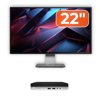Mini PC HP ProDesk 400 G4 usato, Intel Core i3-8100T 3,40 GHz, 8 GB DDR4, 256 GB SSD + monitor da 22